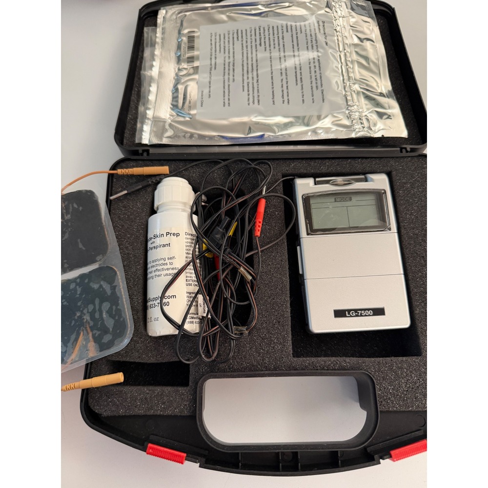 LGMedSupply LG-7500 Digital Muscle Stimulator EMS Unit Kit with Electrodes Case